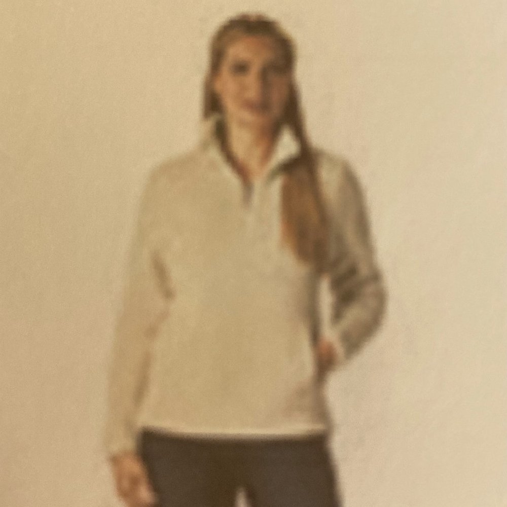 NUVANO WOMENS WHITE FLEECE PLUSH QUARTER- ZIP PULLOVER JACKET - SIZE SMALL